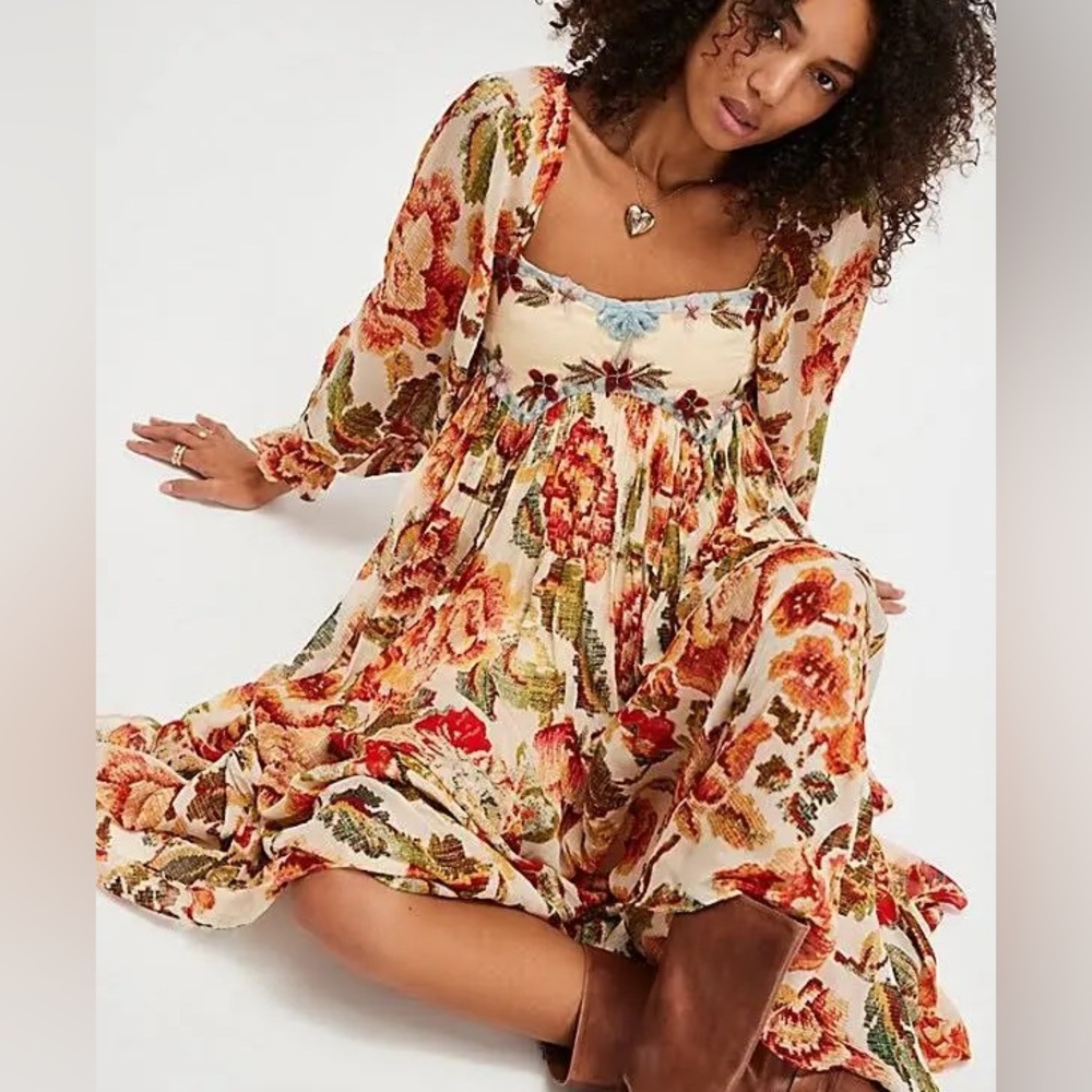NWT Free People Timeless Tapestry Dress - Picture 4 of 10
